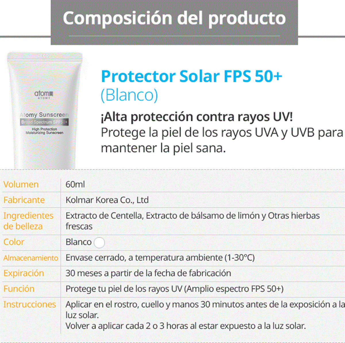 PROTECTOR SOLAR BLANCO ATOMY
