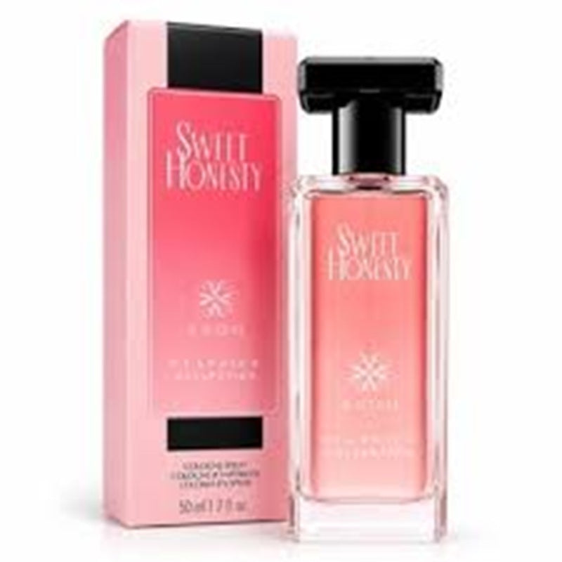 Avon Sweet Honesty cologne spray bottle and packaging on a white background