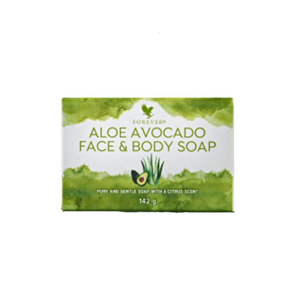 Aloe Avocado Face & Body Soap packaging on a white background